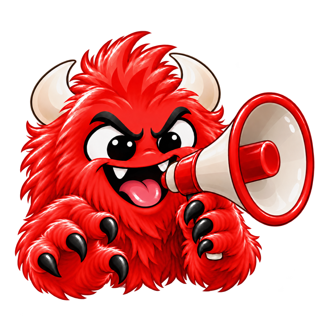 Red monster holding a megaphone.
